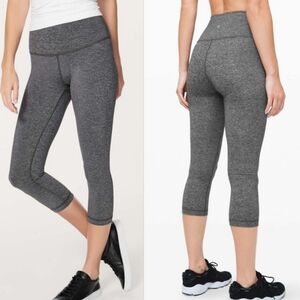 Lululemon Wunder Under Capris Crop Mid Rise Tights Leggings gray Size 4